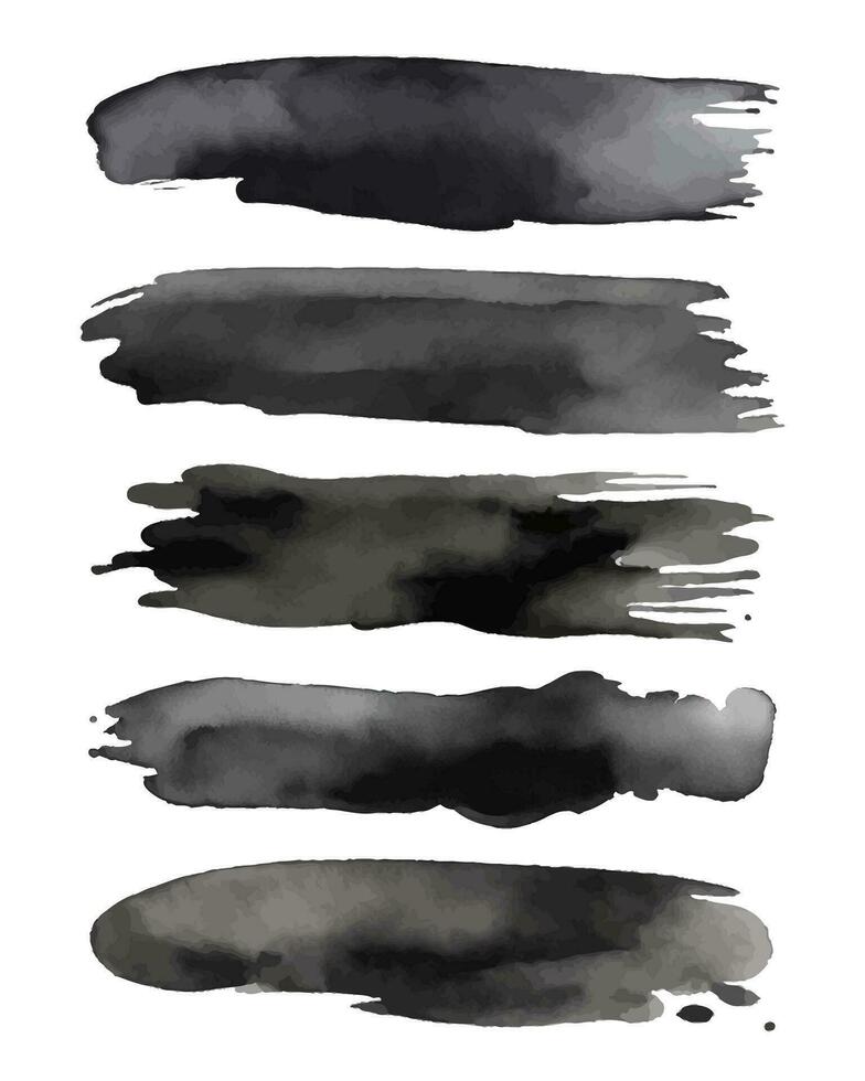 Abstract watercolor black paint strokes brush ink vector