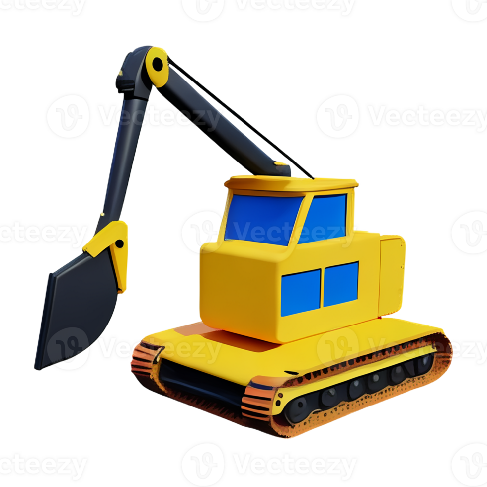 excavator 3d rendering icon illustration png