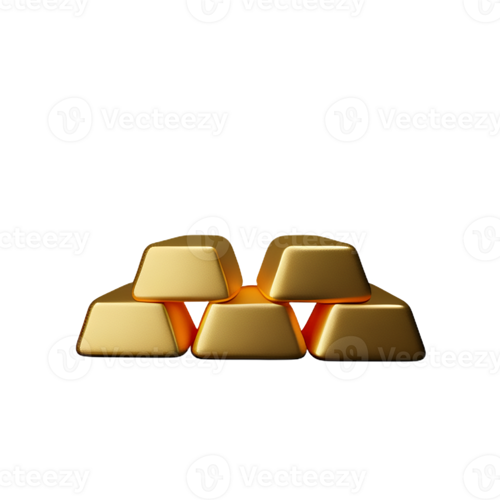 gold bar 3d rendering icon illustration png