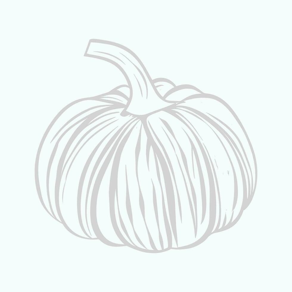 Black and white editable pumpkin vector line art