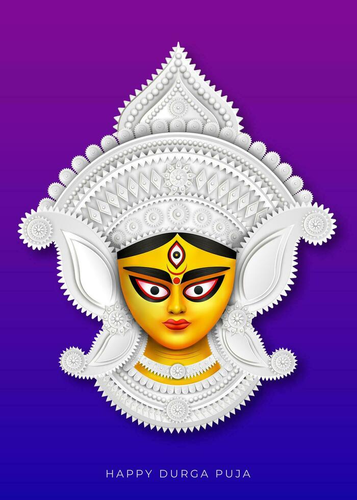 contento Durga puja creativo bandera diseño con Durga cara ilustración indio festival vector