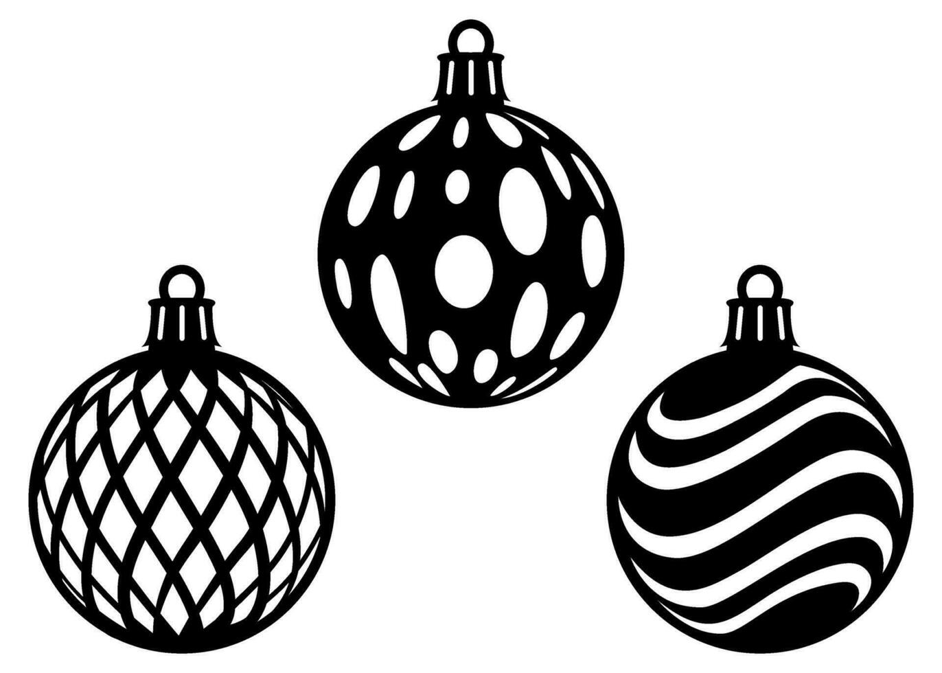 conjunto de Navidad decoraciones fiesta celebracion pelota silueta aislado vector