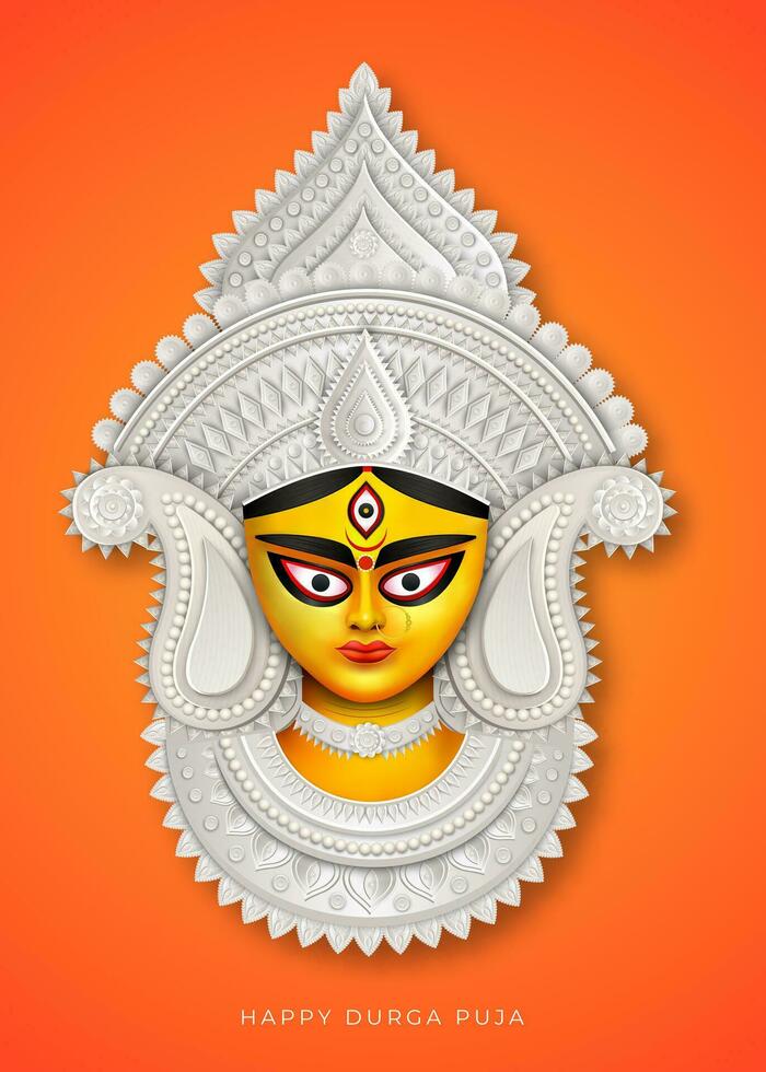 contento Durga puja creativo bandera diseño con Durga cara ilustración indio festival vector