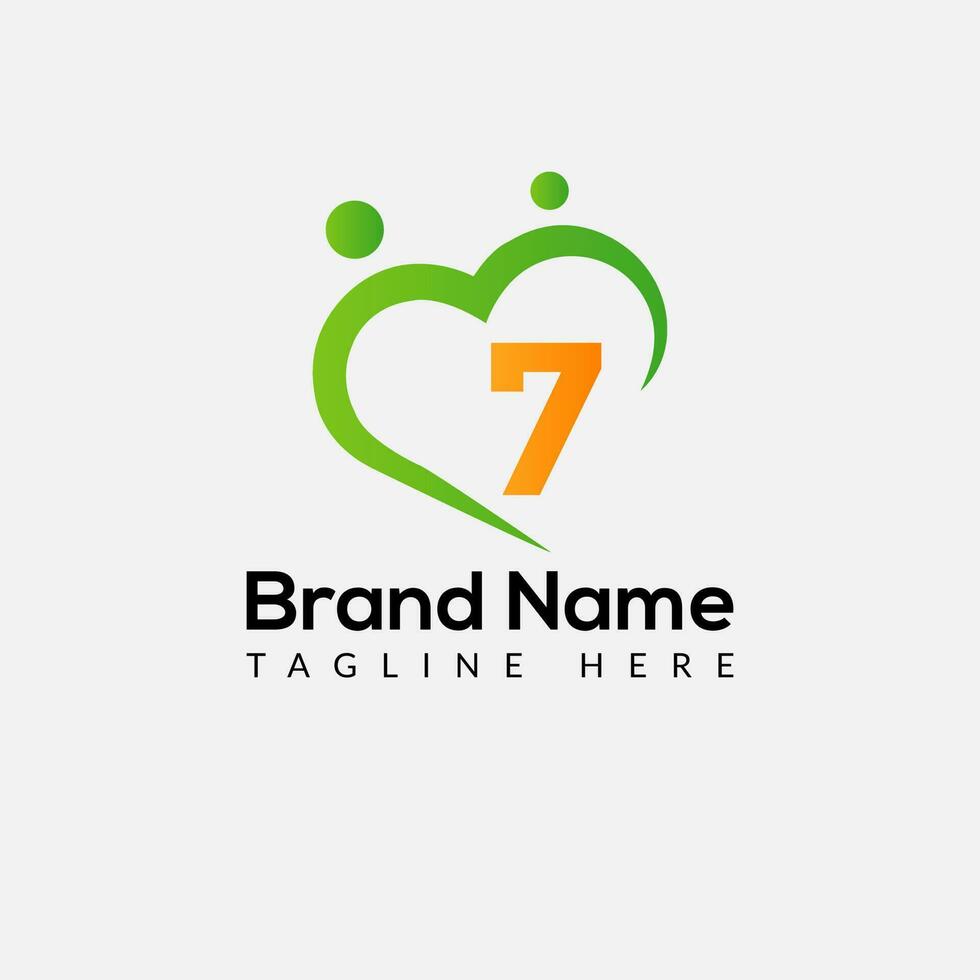 Health Logo on Letter 7 Sign. Health Icon with Logotype Concept vector