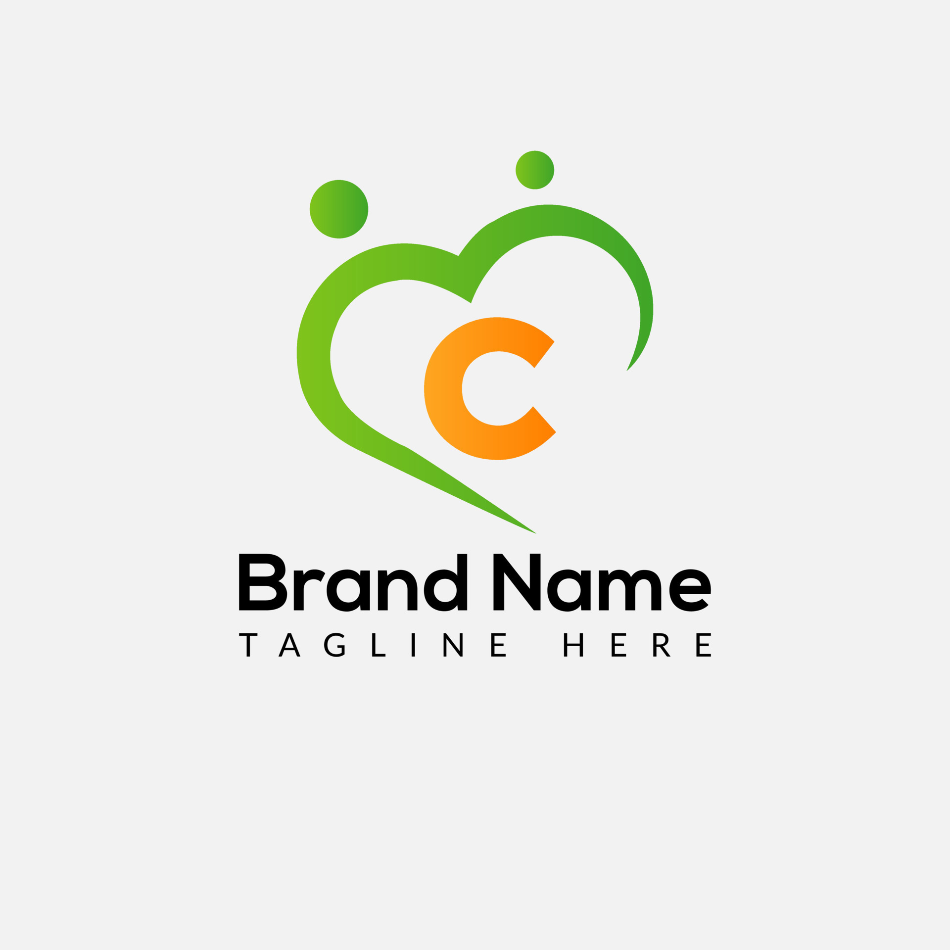Health Logo on Letter C Sign. Health Icon with Logotype Concept