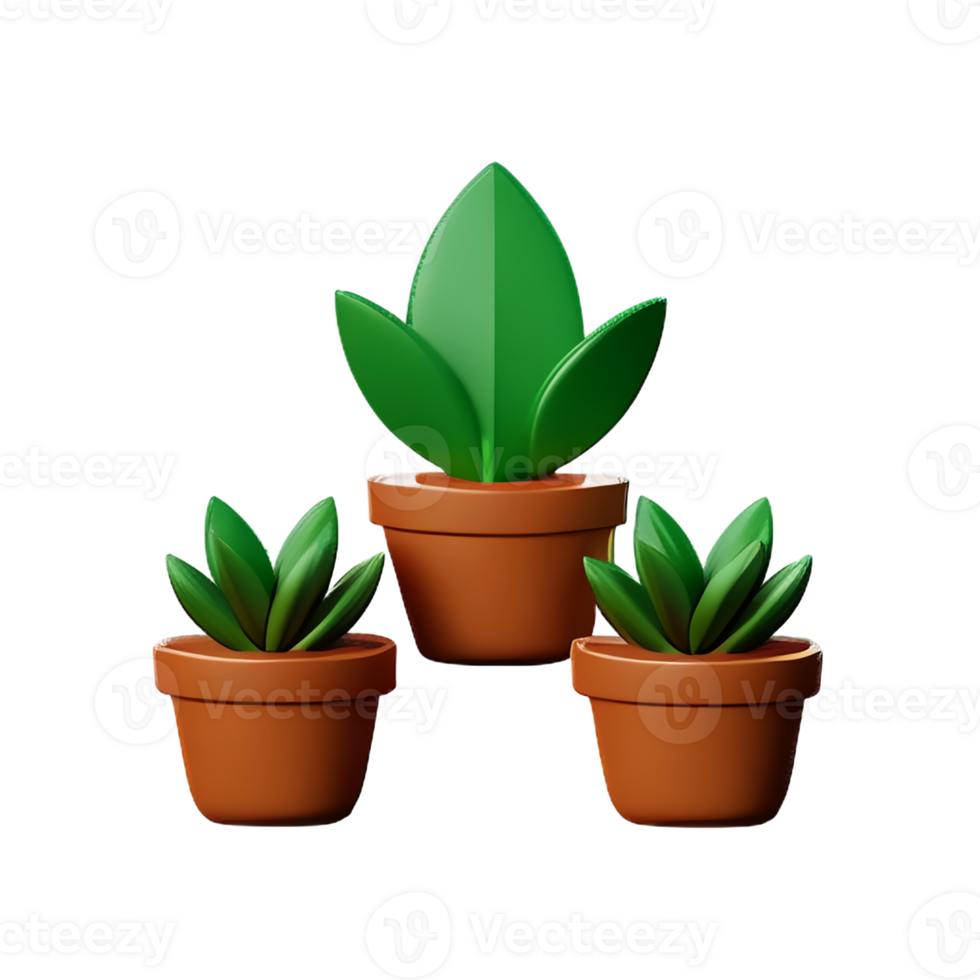 potted plants 3d rendering icon illustration png