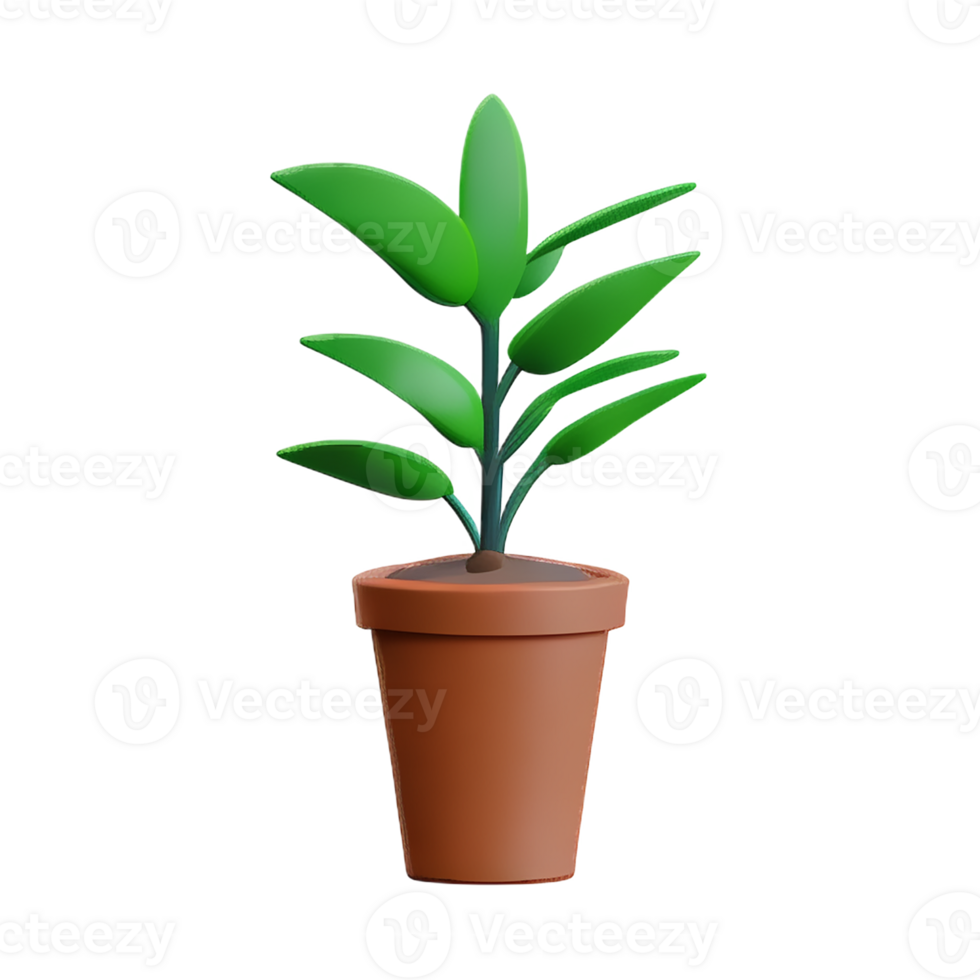 potted plants 3d rendering icon illustration png