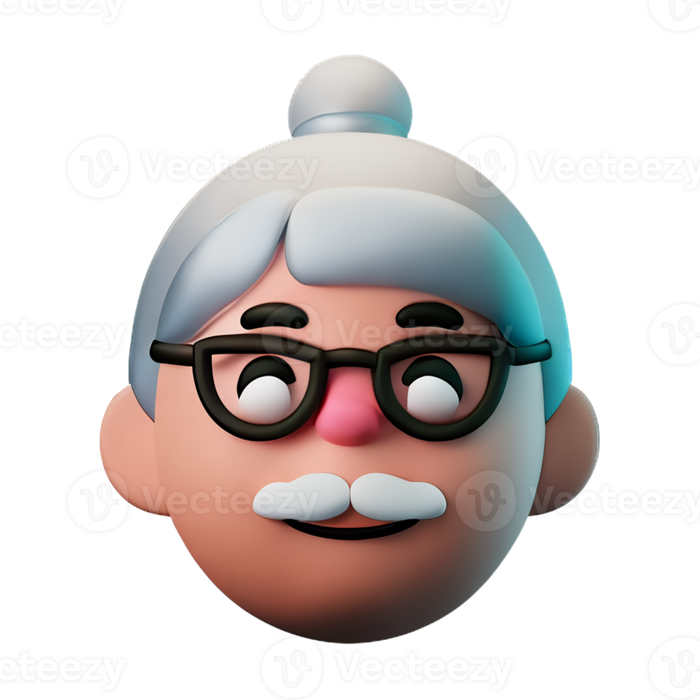 grandma face 3d rendering icon illustration png
