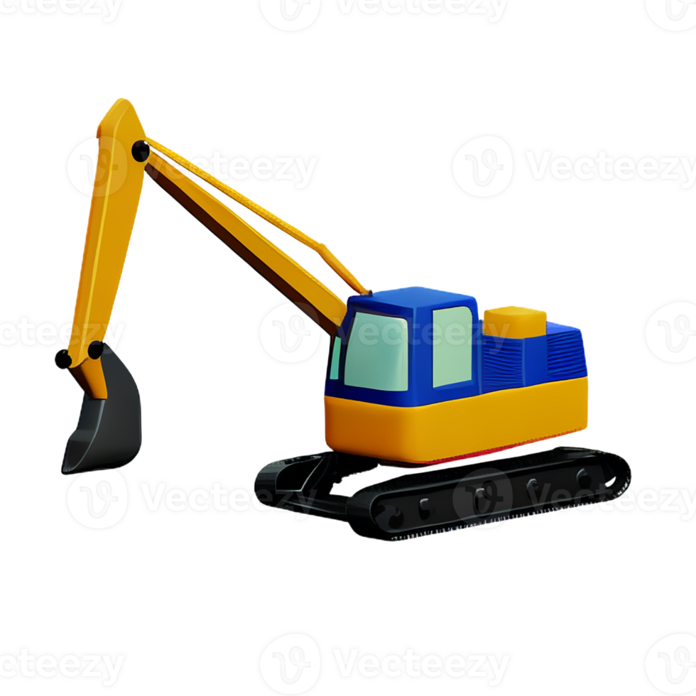 excavator 3d rendering icon illustration png