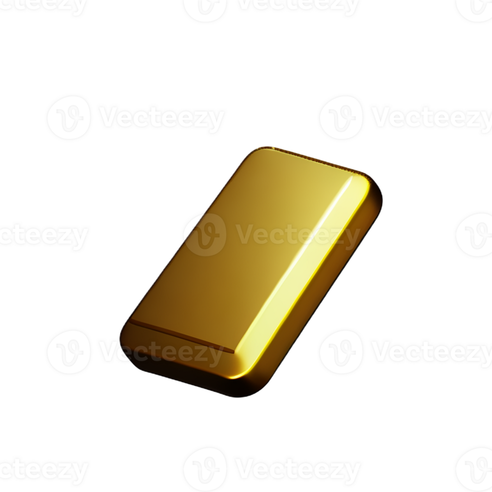 gold bar 3d rendering icon illustration png