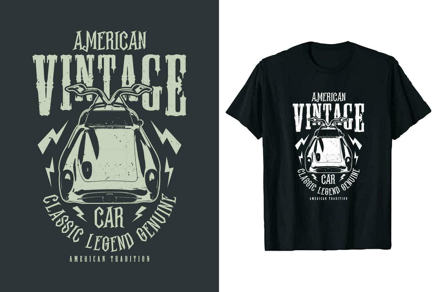 americano Clásico clásico coche camiseta diseño. antiguo carros vector gráfico t camisa. camiseta diseño huellas dactilares negro camiseta.