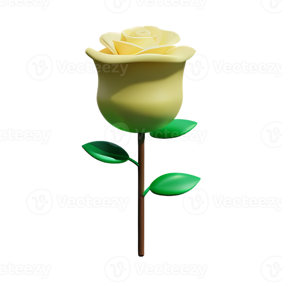 white rose 3d rendering icon illustration png