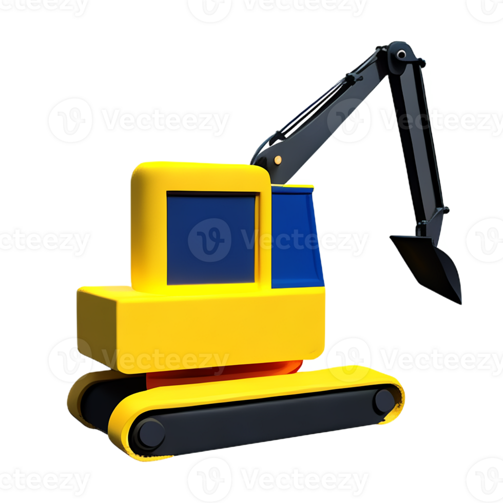 excavator 3d rendering icon illustration png