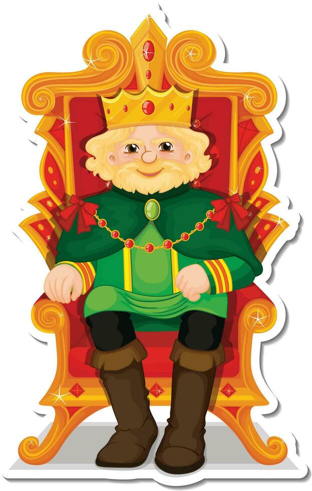 Cartoon King Sitting On Throne vector