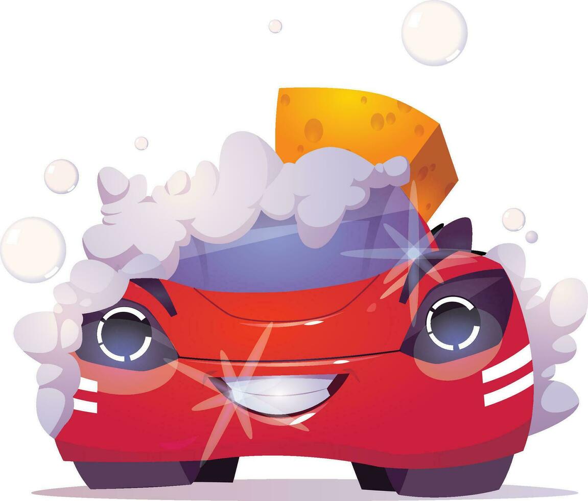red color car washing vector