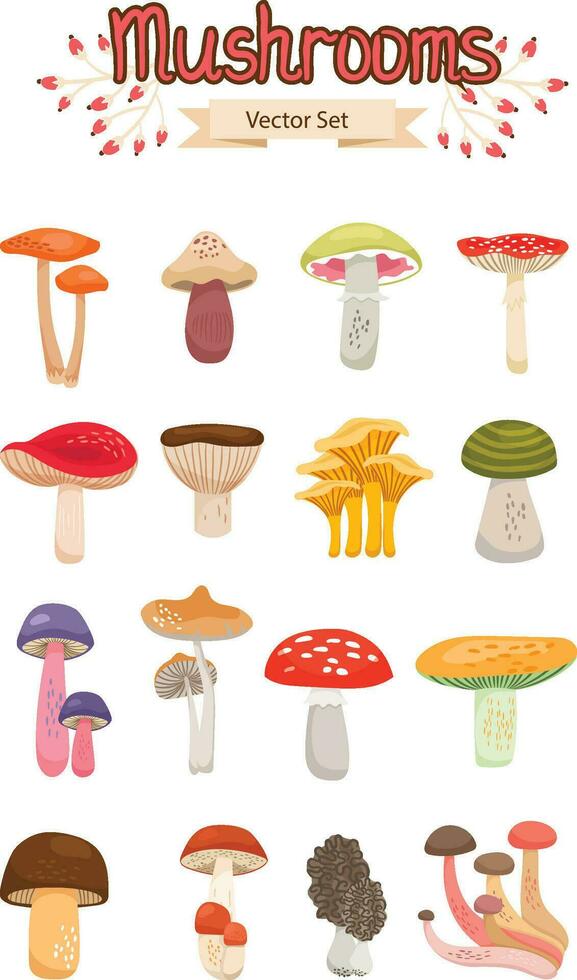 set of eidable mushroom vector