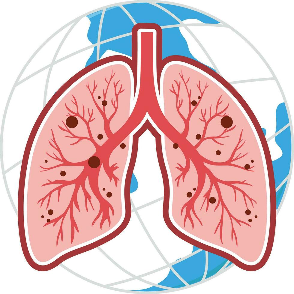 lung on the earth globe vector