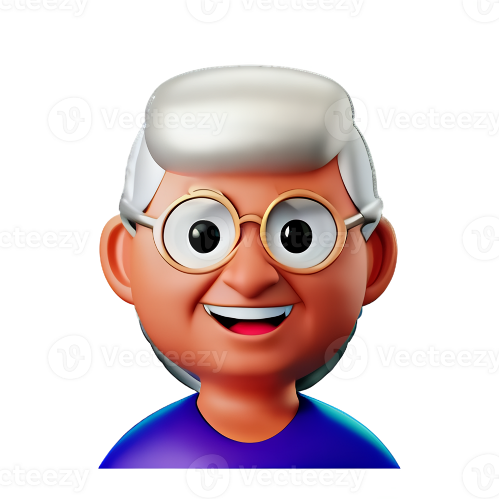 grandma face 3d rendering icon illustration png