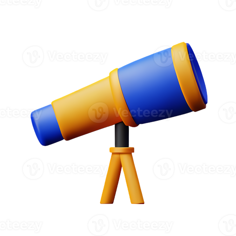 telescope 3d rendering icon illustration png
