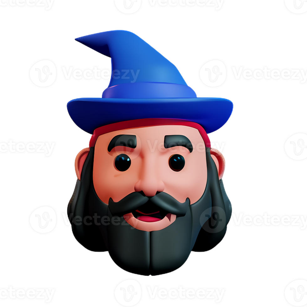 wizard face 3d rendering icon illustration png