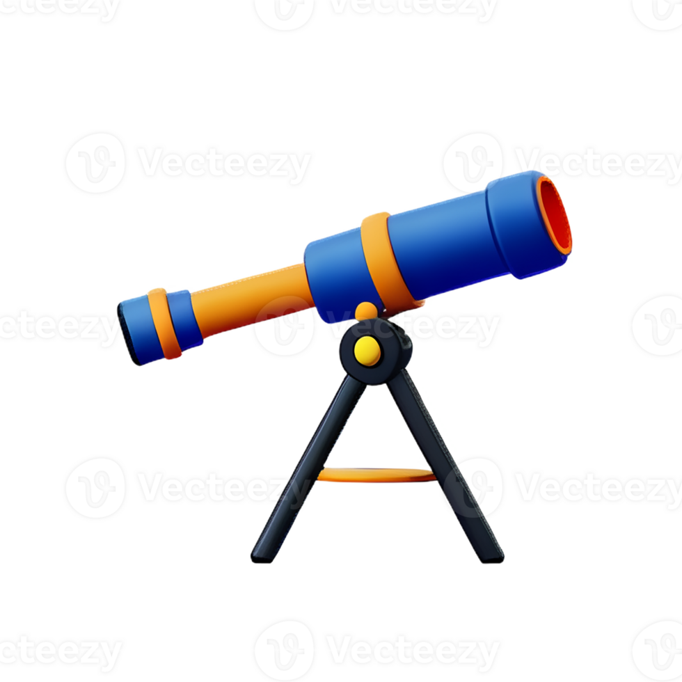 telescope 3d rendering icon illustration png