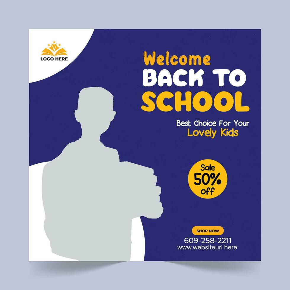 Back To School Social Media Post Design Template, Back to School Promotional Banner Template vector
