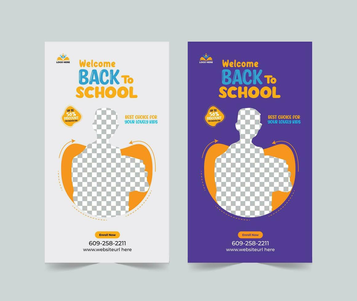 School Admission social media story template, School Admission Promotional Banner Template vector