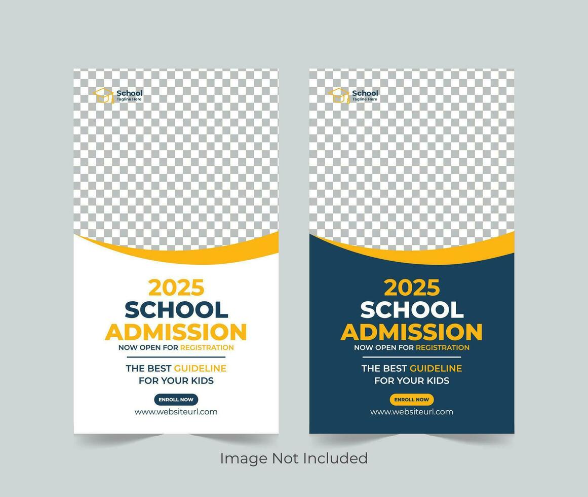 School Admission social media story template, School Admission Promotional Banner Template vector