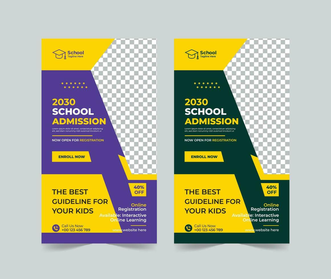 School Admission social media story template, School Admission Promotional Banner Template vector