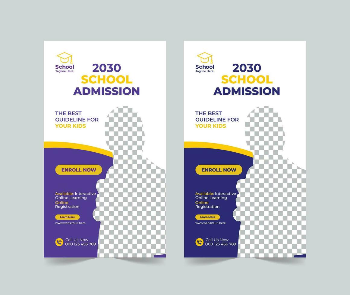 School Admission social media story template, School Admission Promotional Banner Template vector
