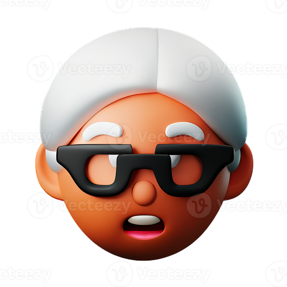 grandma face 3d rendering icon illustration png