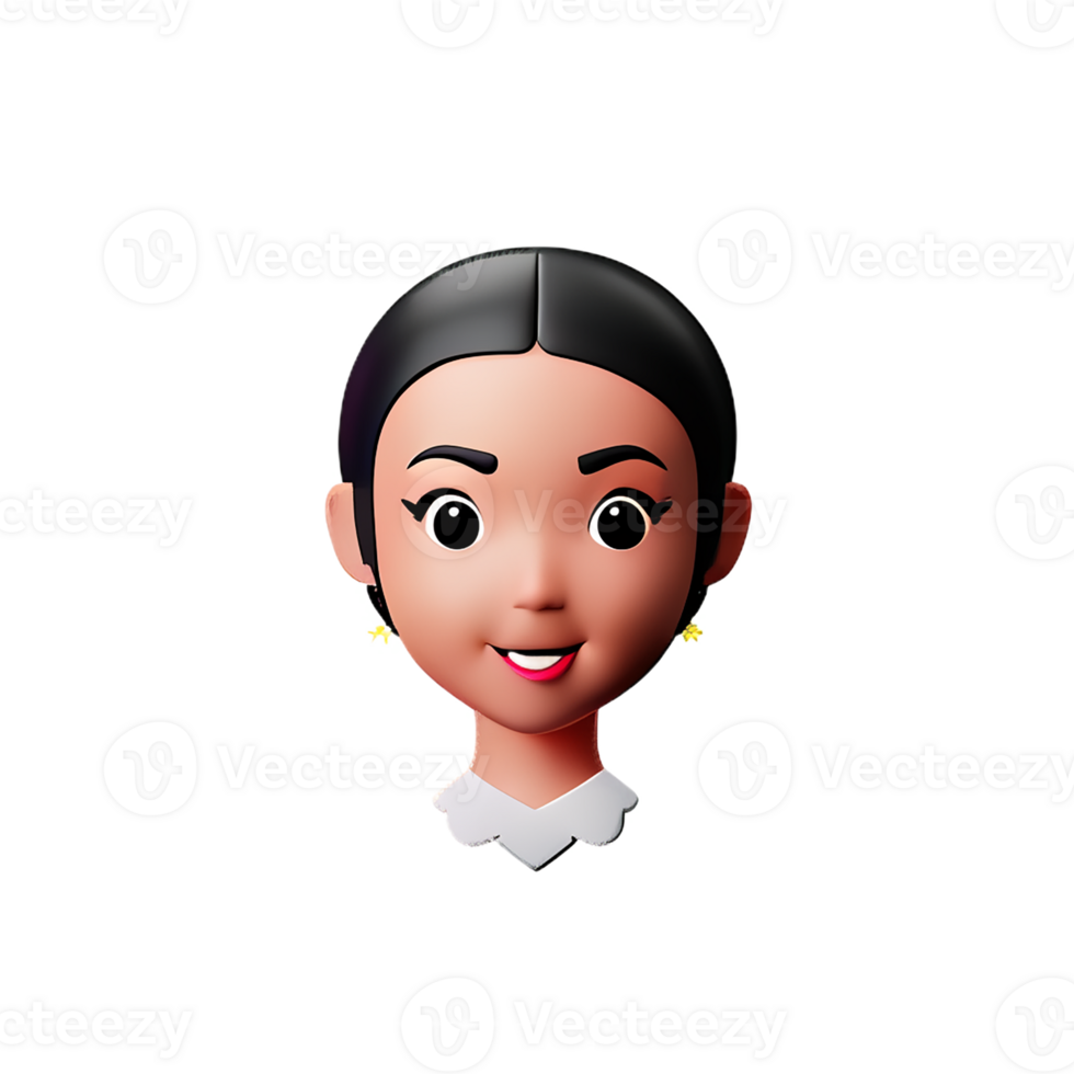 little girl face 3d rendering icon illustration png