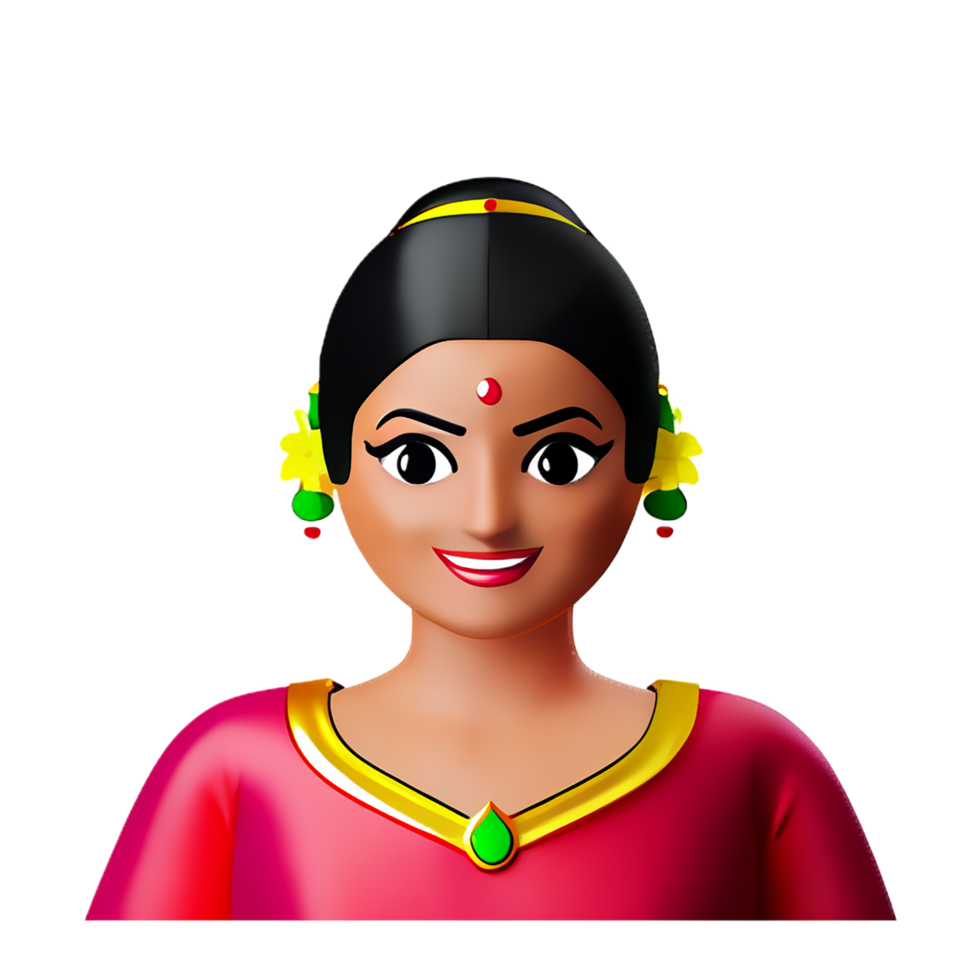 indian bride face 3d rendering icon illustration png