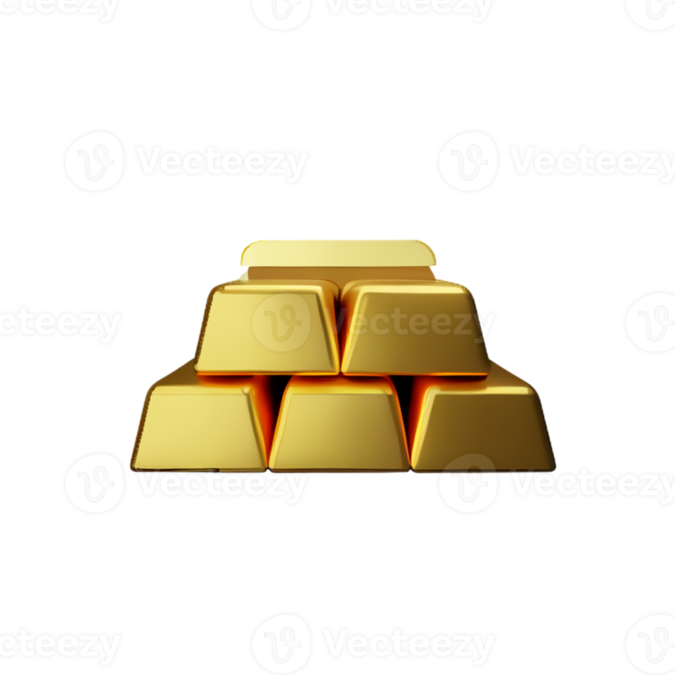 gold bar 3d rendering icon illustration png