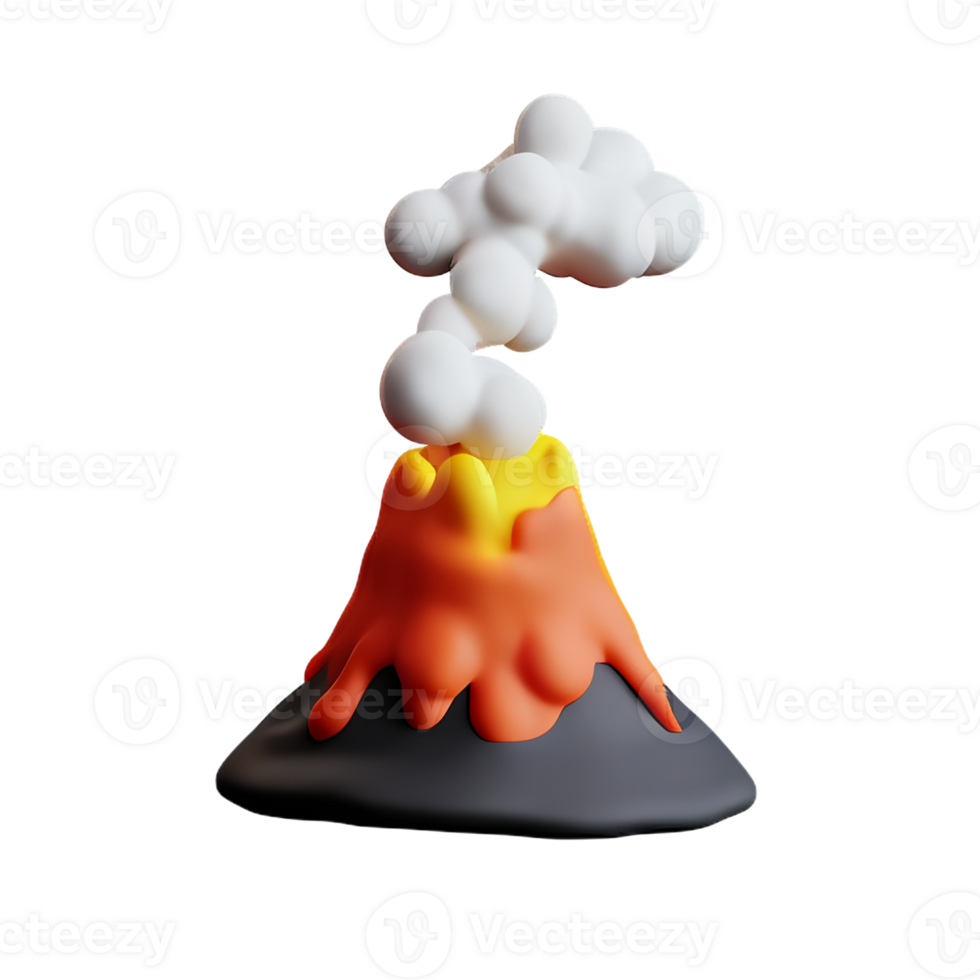 volcán 3d representación icono ilustración png