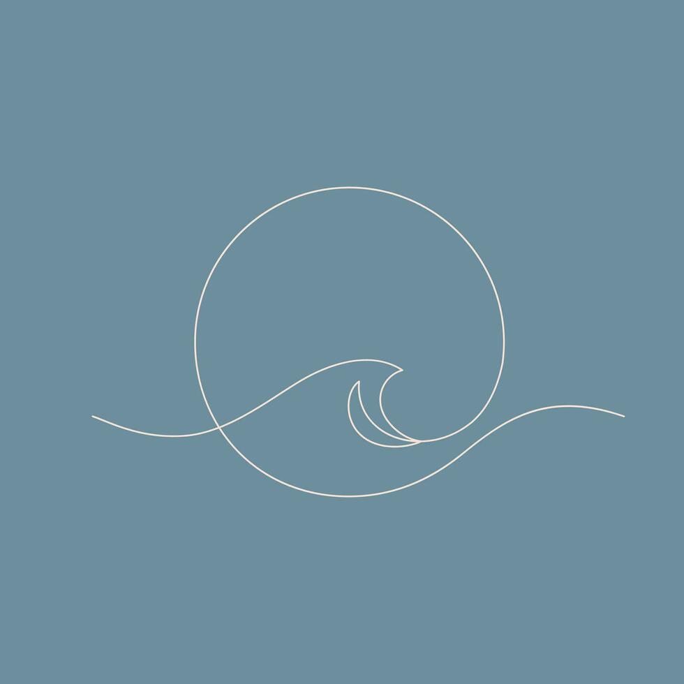 sea wave pattern round shape minimal one line vector