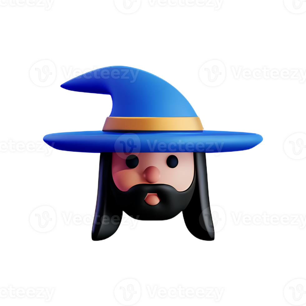 wizard face 3d rendering icon illustration png