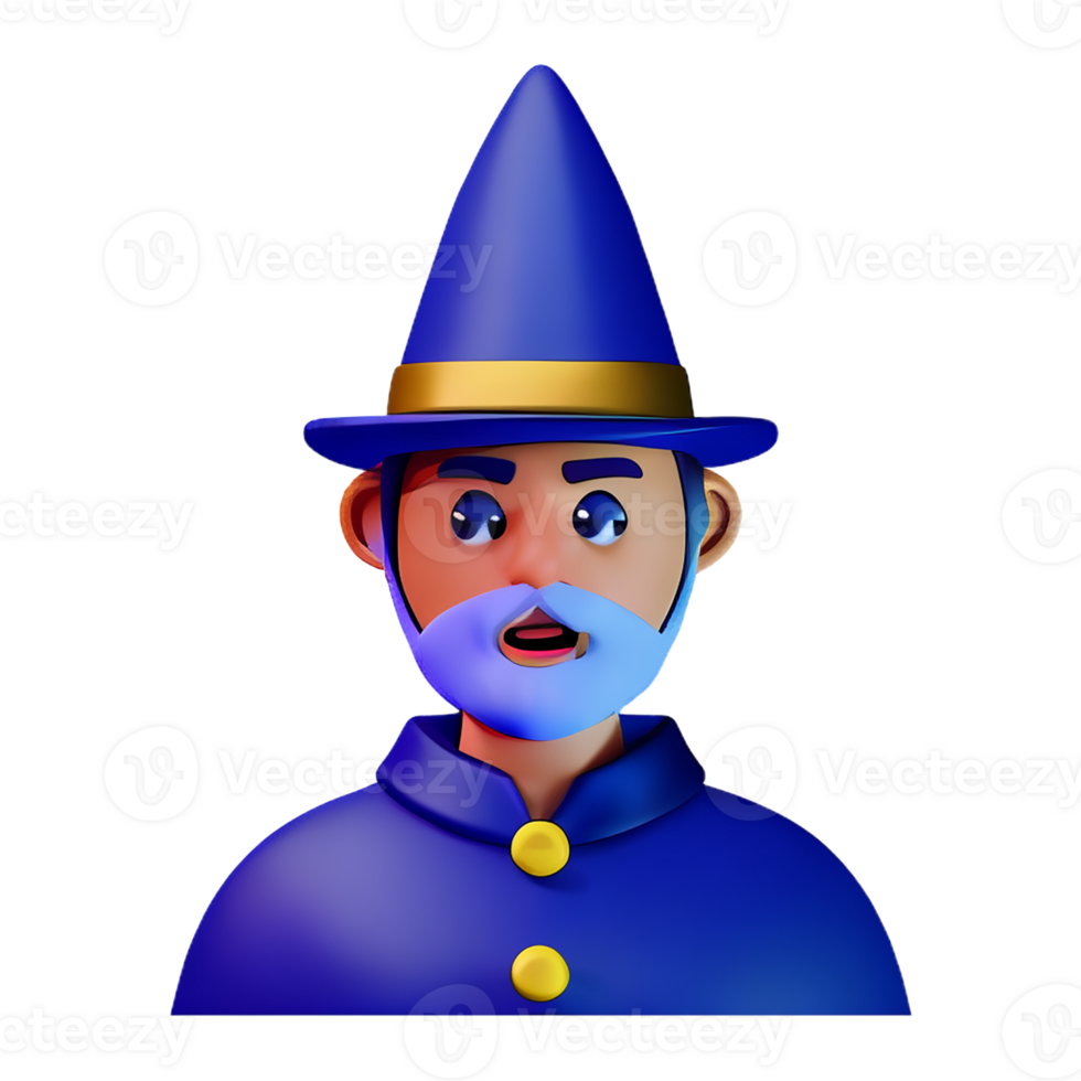 wizard face 3d rendering icon illustration png