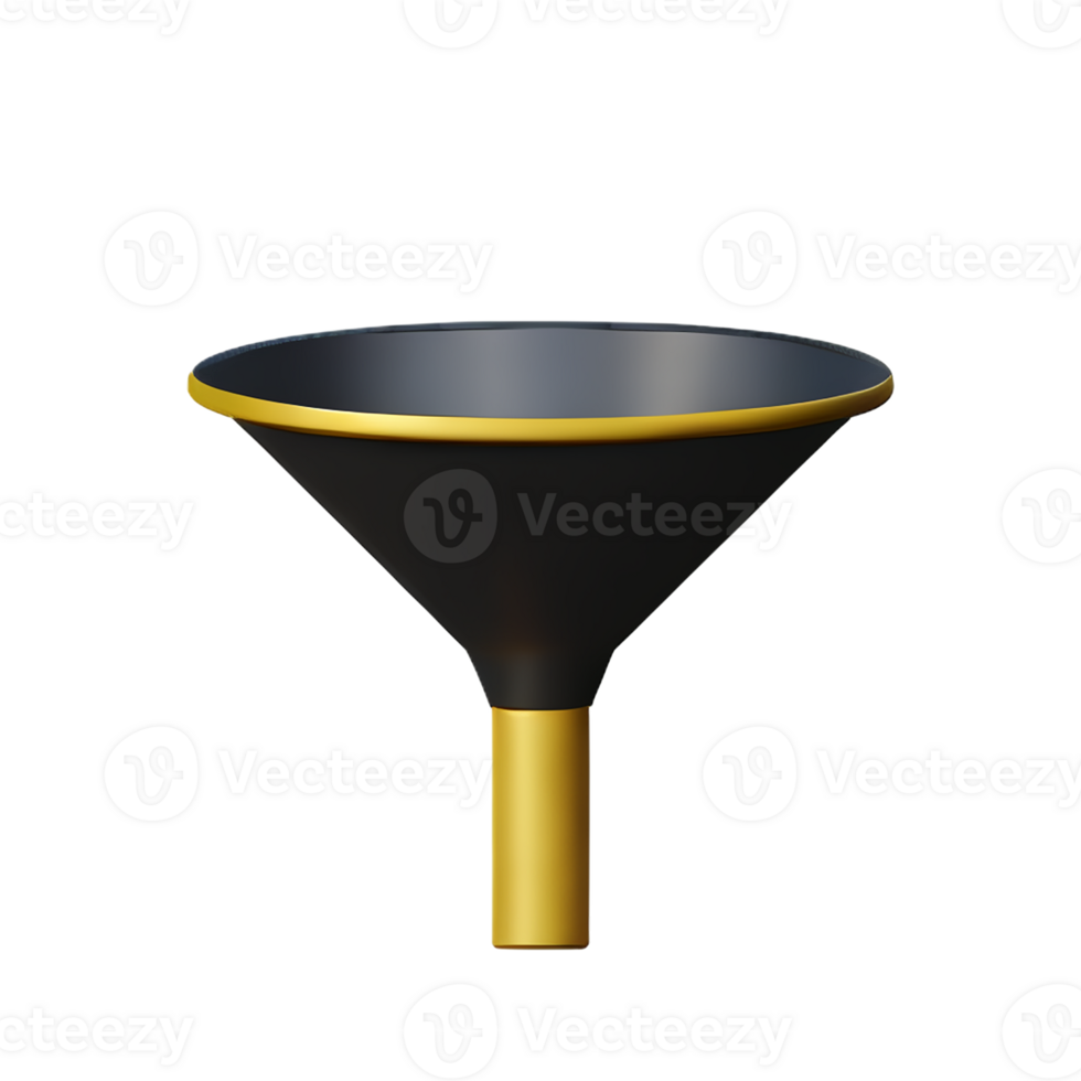 funnel 3d rendering icon illustration png