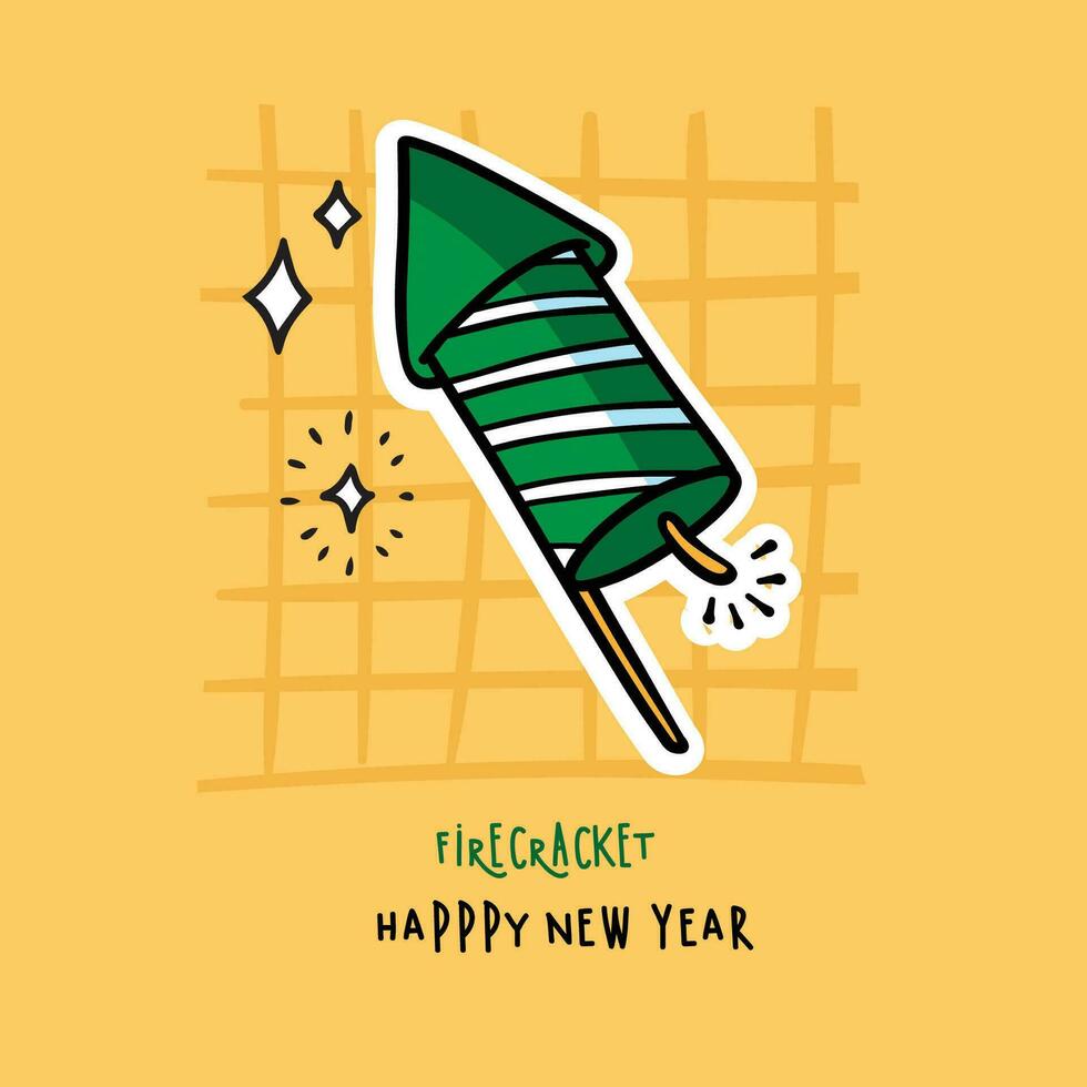 petardo mano dibujado ilustración para nuevo año fiesta, nuevo año fiesta invitación tarjeta vector