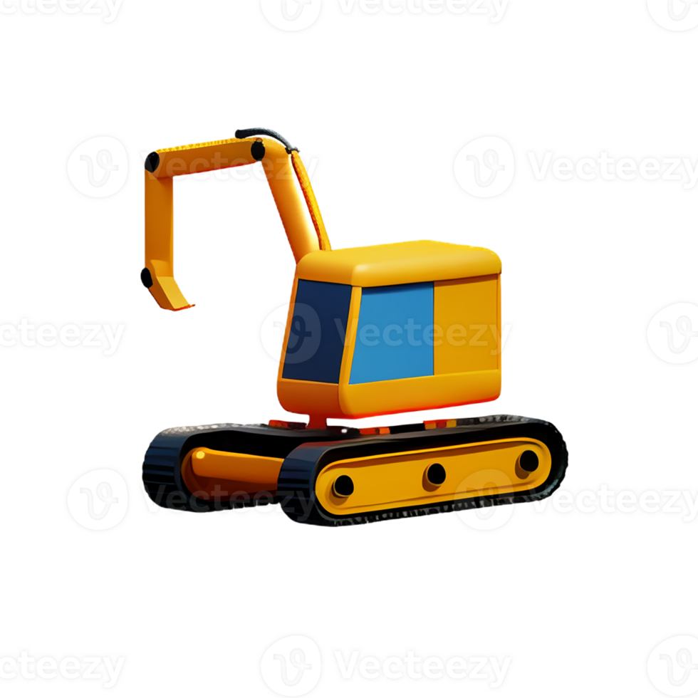 excavator 3d rendering icon illustration png