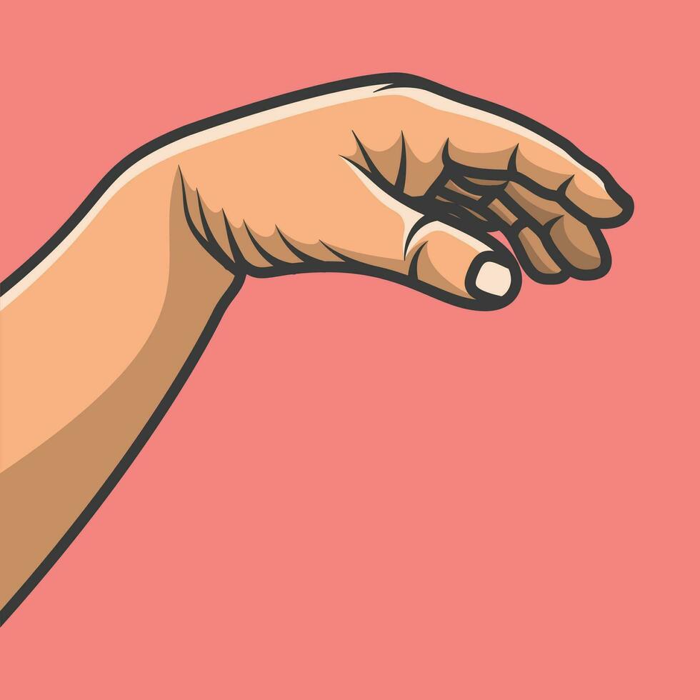 Outline Human Hand of Young Man Showing Fingers vector illustration.