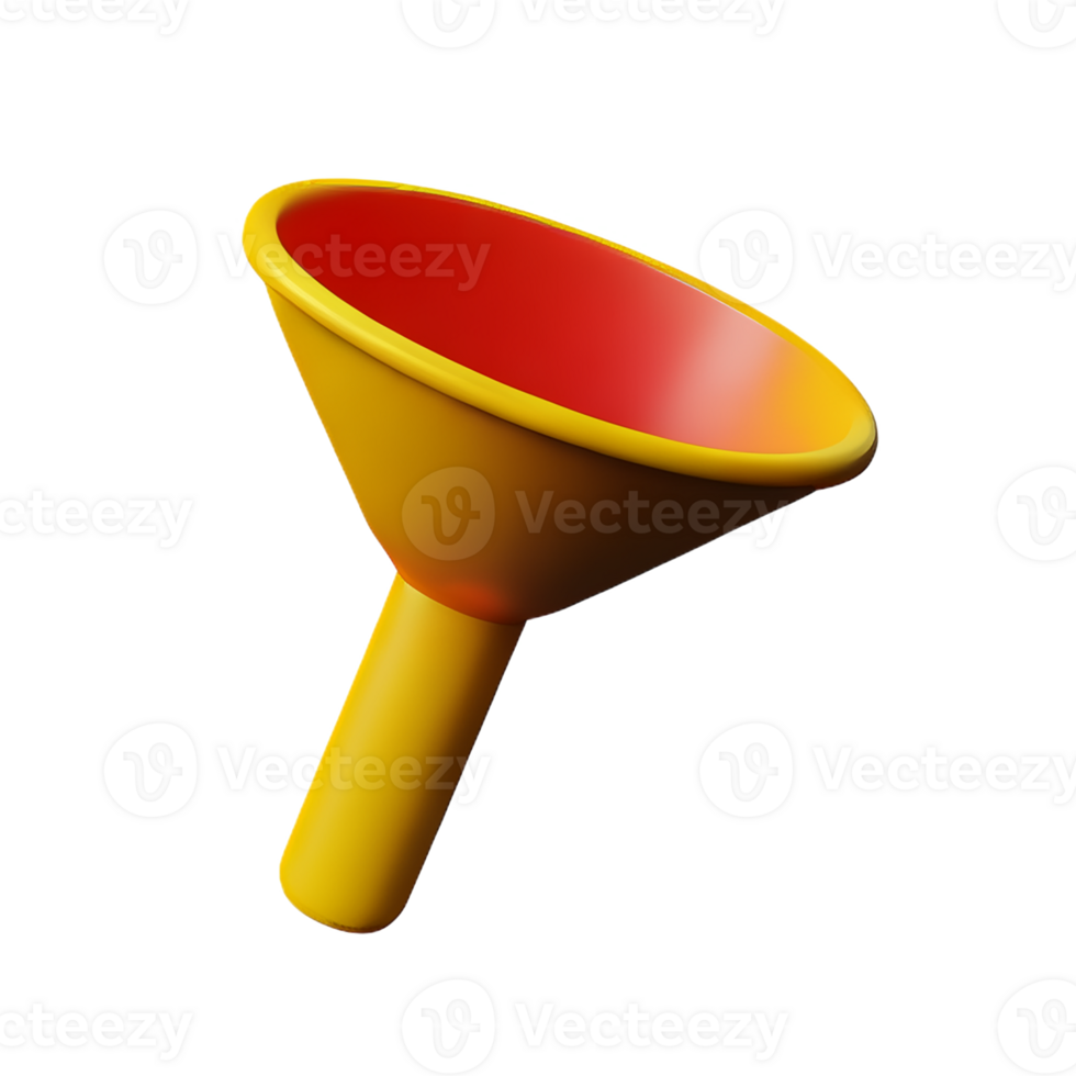 funnel 3d rendering icon illustration png