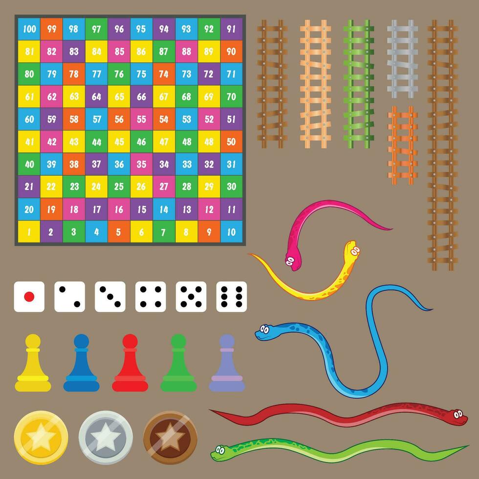 The Illustration of Snake and Ladders Game Pack vector