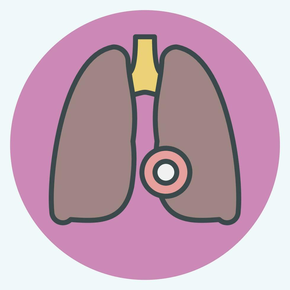 Icon Lung Disease. related to Body Ache symbol. color mate style. simple design editable. simple illustration vector