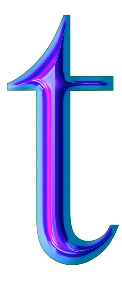 Blue iridescent alphabet png