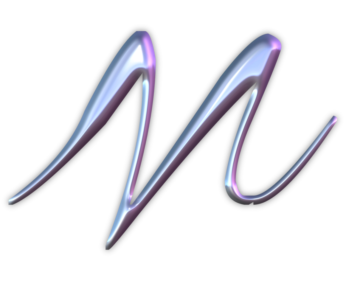 Iridescent curly alphabet png