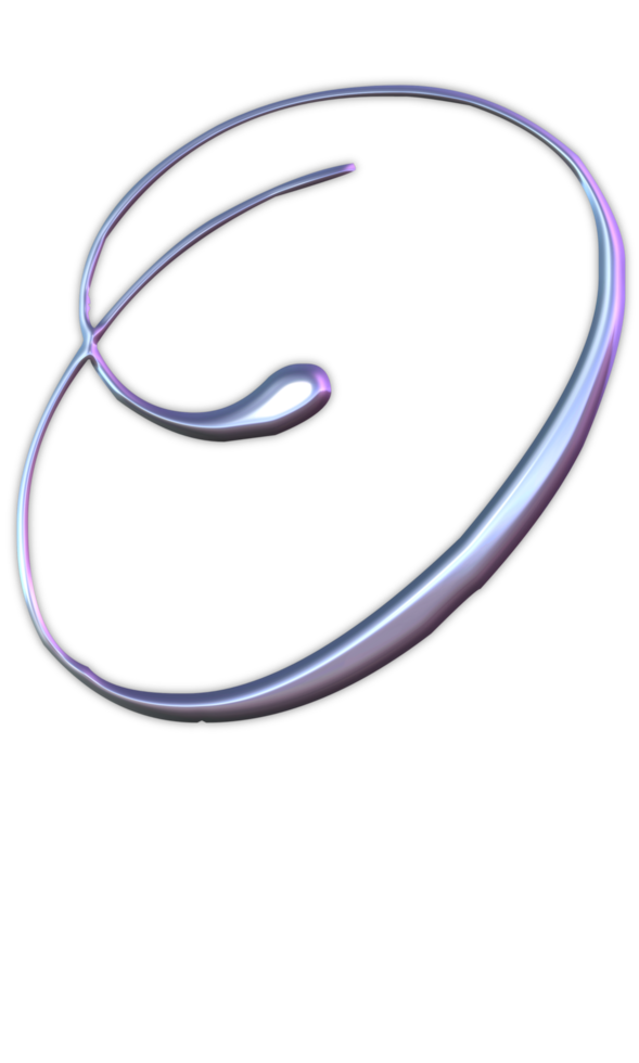Iridescent curly alphabet png
