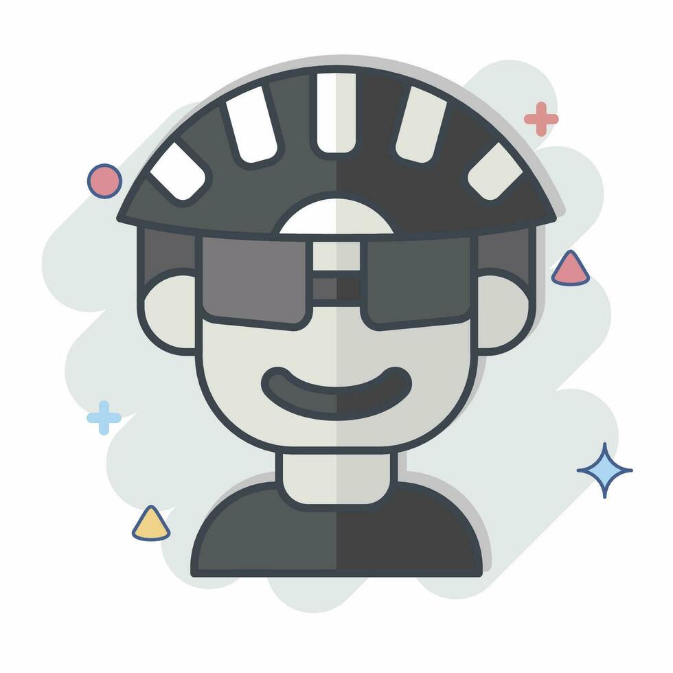 Icon Cyclist related to Bicycle symbol. comic style. simple design editable. simple illustration vector