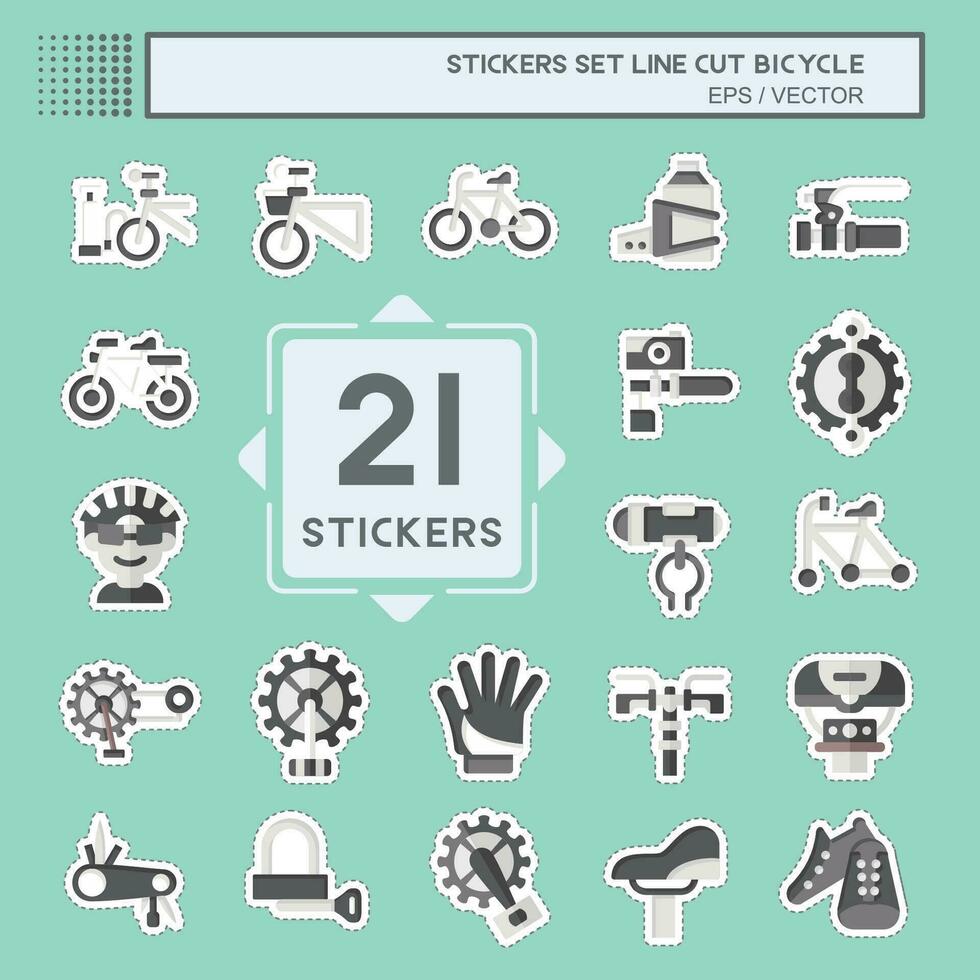 Sticker line cut Set Bicycle related to Hobby symbol. simple design editable. simple illustration vector
